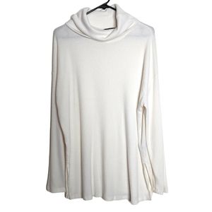 Sanctuary Women's Cream White Cowl Neck Ribbed Tunic Winter Sweater Size XL